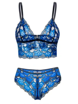 Two Tone Lace Bralette Lingerie Set