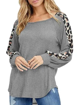 Leopard Animal Print Raglan Sleeve Sweater