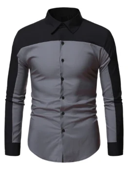 Contrast Color Button Up Business Shirt