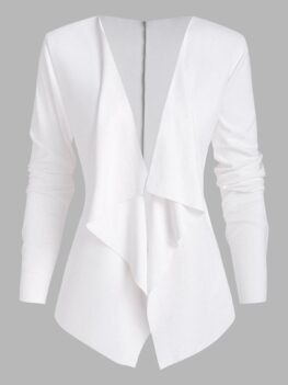 Open Front Waterfall Faux Suede Jacket