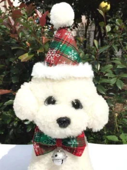 vChristmas Pet Accessories Bow Tie Bubble Hat Set